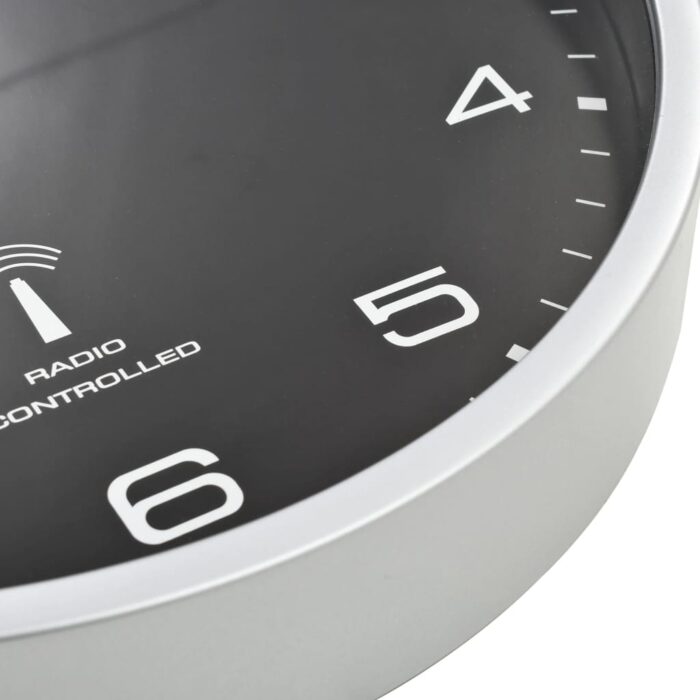 Horloge murale radioguidée avec mouvement à quartz 31 cm Noir – Image 5