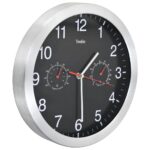 Horloge murale à quartz Hygromètre et thermomètre 30 cm Noir – Image 2