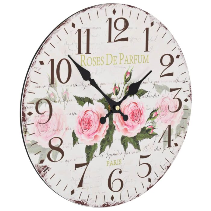 Horloge murale vintage Fleur 30 cm – Image 2