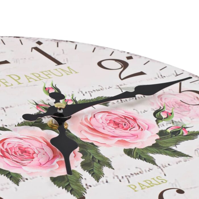 Horloge murale vintage Fleur 30 cm – Image 3