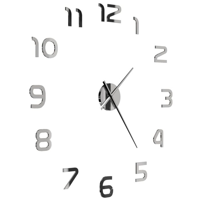 Horloge murale 3D Design moderne 100 cm XXL Argenté – Image 2
