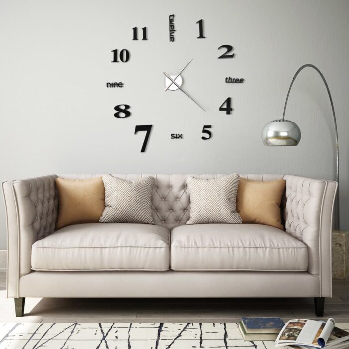 Horloge murale 3D Design moderne 100 cm XXL Noir – Image 1