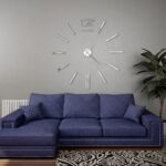 Horloge murale 3D Design moderne 100 cm XXL Argenté