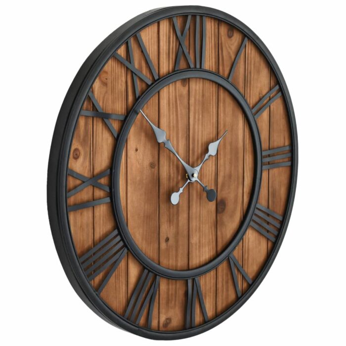 Horloge murale vintage à quartz Bois et métal 60 cm XXL – Image 2