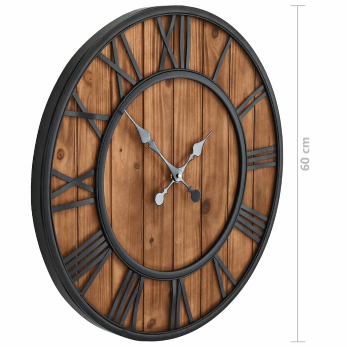 Horloge murale vintage à quartz Bois et métal 60 cm XXL – Image 5