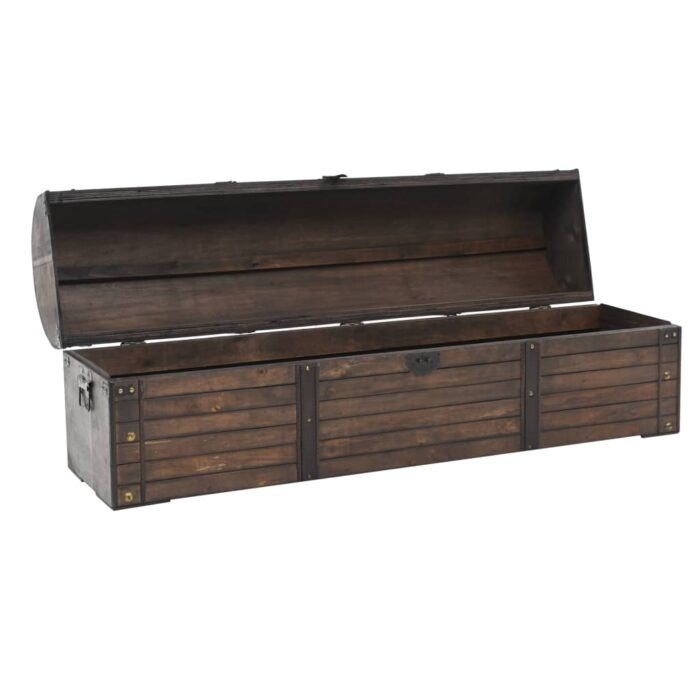 Coffre de rangement Bois massif style vintage 120x30x40 cm – Image 5