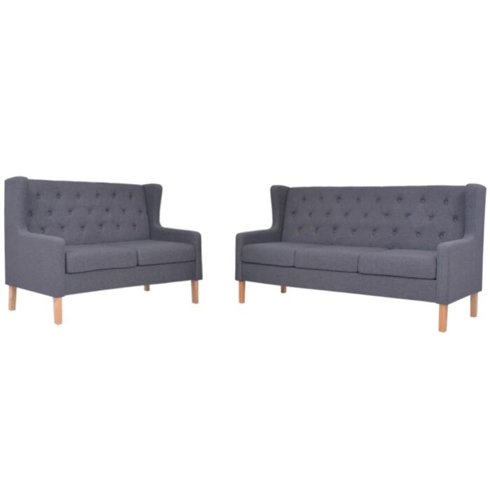 Ensemble de canapés 2 pcs tissu gris – Image 1