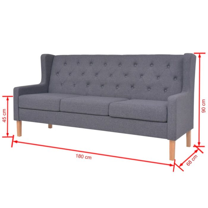 Ensemble de canapés 2 pcs tissu gris – Image 10