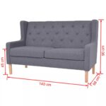 Ensemble de canapés 2 pcs tissu gris – Image 11