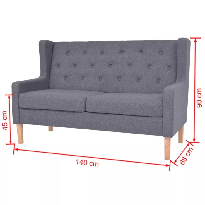 Ensemble de canapés 2 pcs tissu gris – Image 11