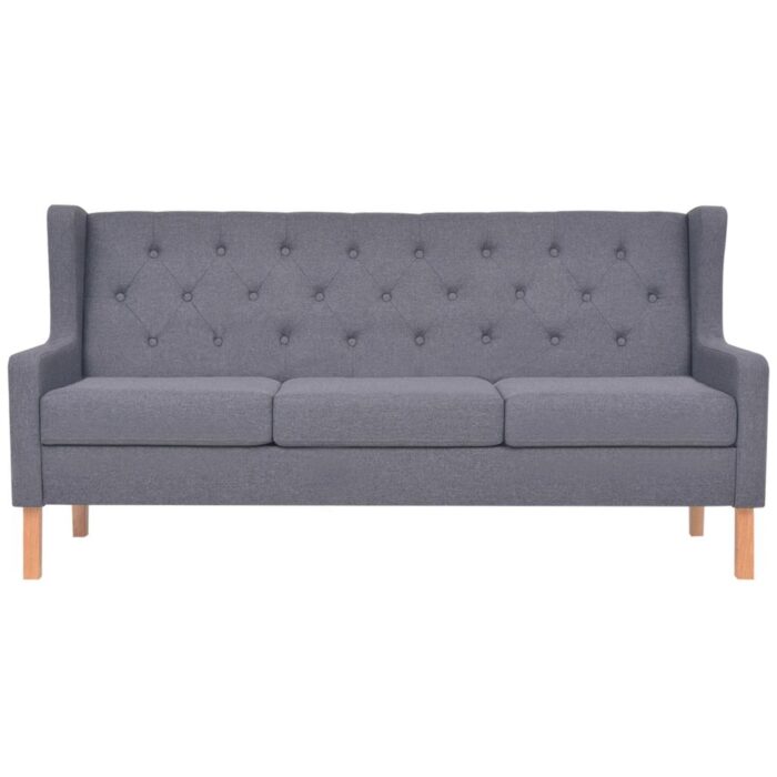 Ensemble de canapés 2 pcs tissu gris – Image 3