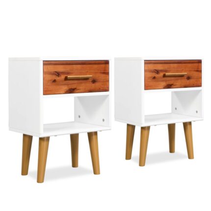 Tables de chevet 2 pcs Bois d'acacia massif 40x30x57 cm