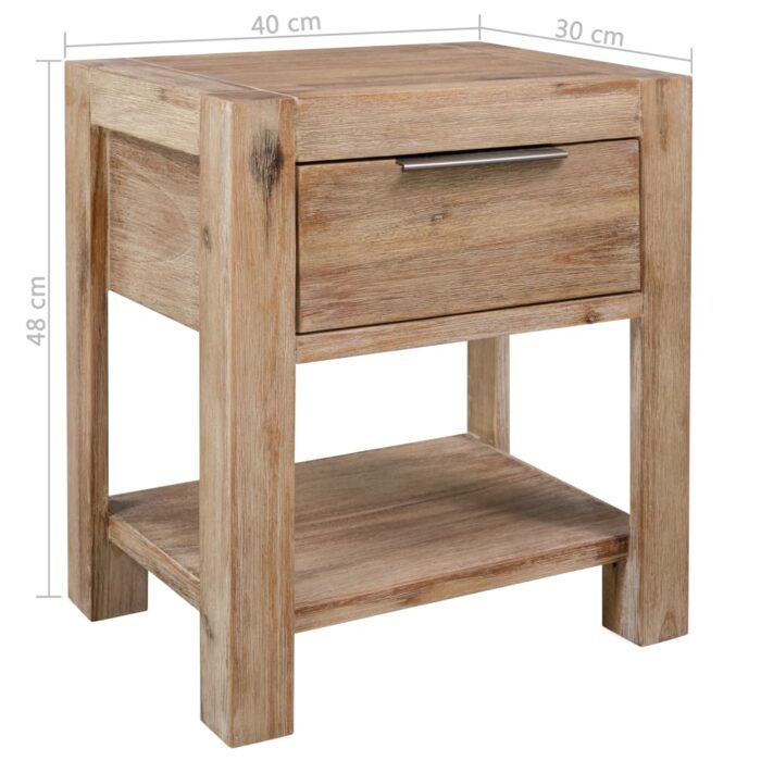 Table de chevet avec tiroir 40x30x48 cm Bois d'acacia solide – Image 5