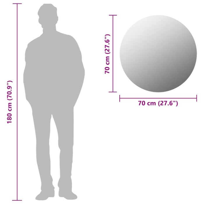 Miroir mural 70 cm Rond Verre – Image 6