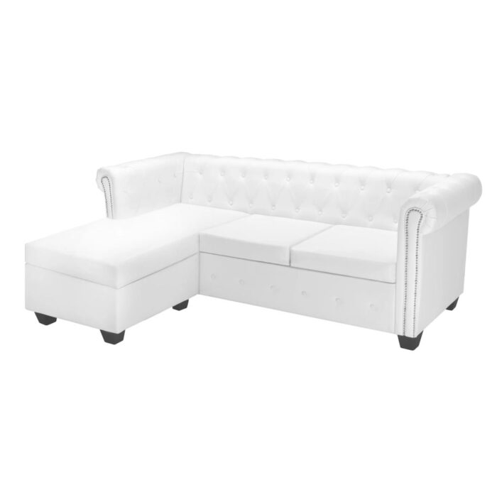 VXL8718475590927_a_en_hd_1.jpg Canapé Chesterfield en forme de L cuir synthétique blanc – Image 1
