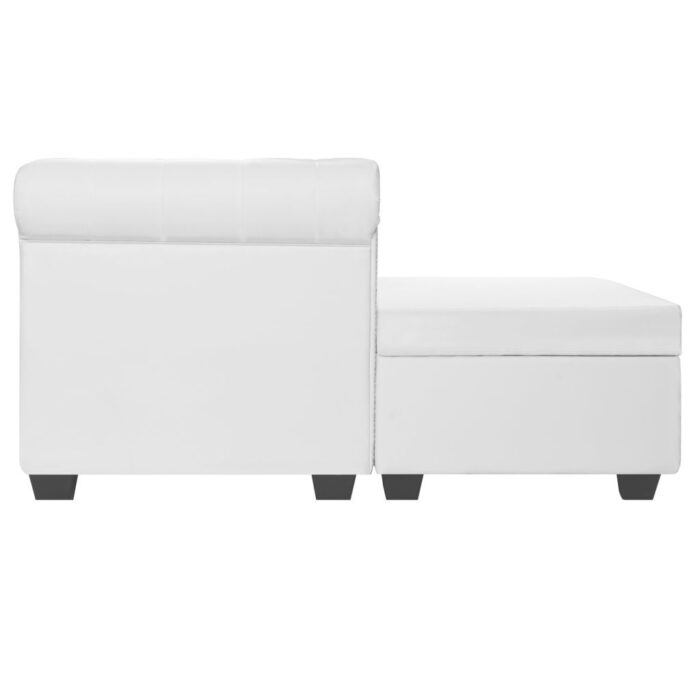 Canapé Chesterfield en forme de L cuir synthétique blanc – Image 2