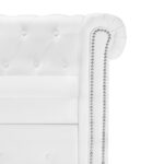 Canapé Chesterfield en forme de L cuir synthétique blanc – Image 4