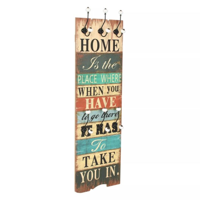 Porte-manteau mural avec 6 crochets 120 x 40 cm HOME IS – Image 1