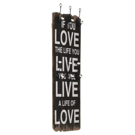 Porte-manteau mural avec 6 crochets 120 x 40 cm LOVE LIVE