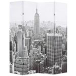 Cloison de séparation pliable 160x170 cm New York Noir et blanc