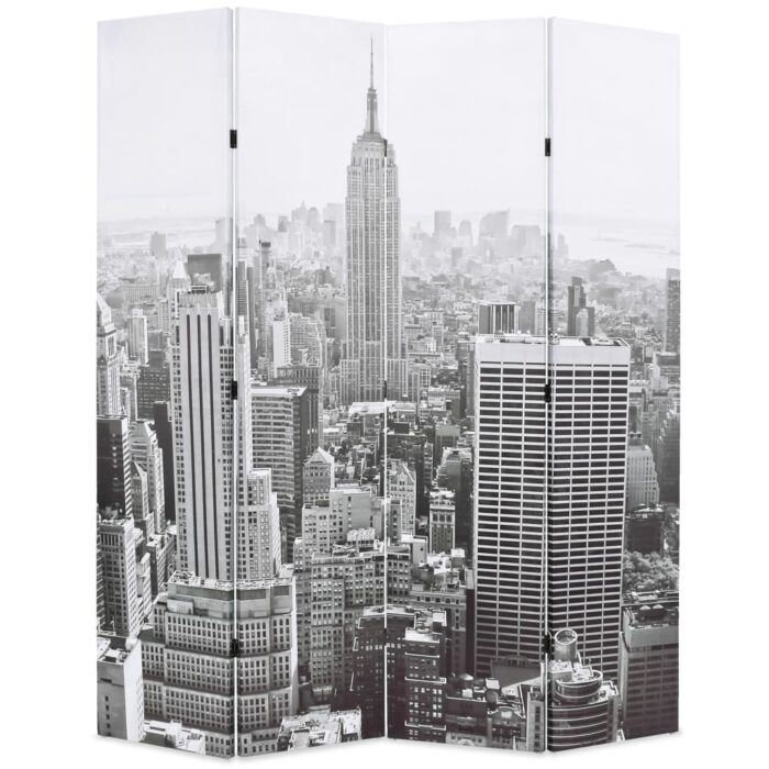 Cloison de séparation pliable 160x170 cm New York Noir et blanc – Image 1