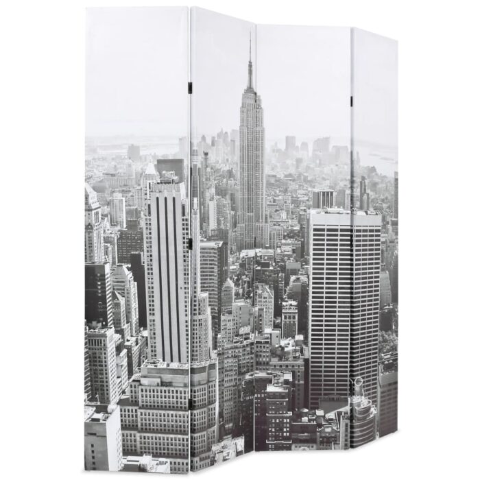 Cloison de séparation pliable 160x170 cm New York Noir et blanc – Image 2