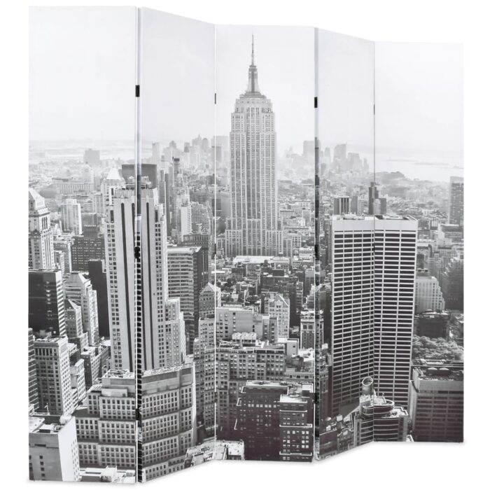 Cloison de séparation pliable 200x170 cm New York Noir et blanc – Image 2