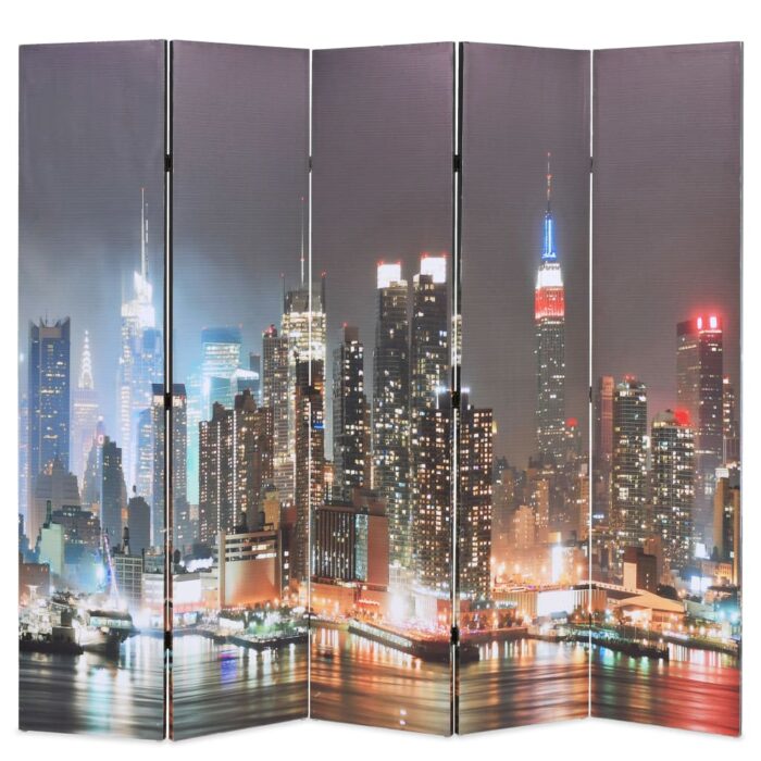 Cloison de séparation pliable 200x170 cm New York la nuit – Image 1