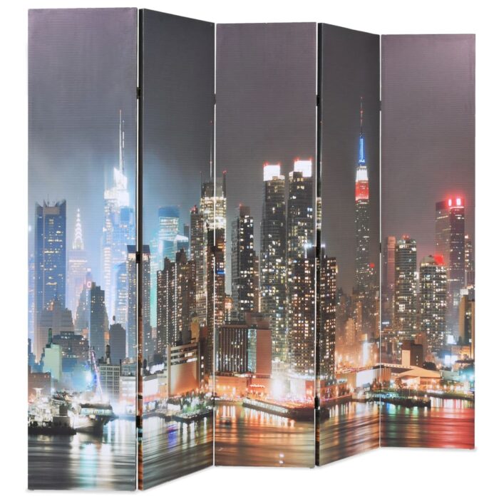 Cloison de séparation pliable 200x170 cm New York la nuit – Image 2