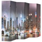 Cloison de séparation pliable 228 x 170 cm New York la nuit – Image 2