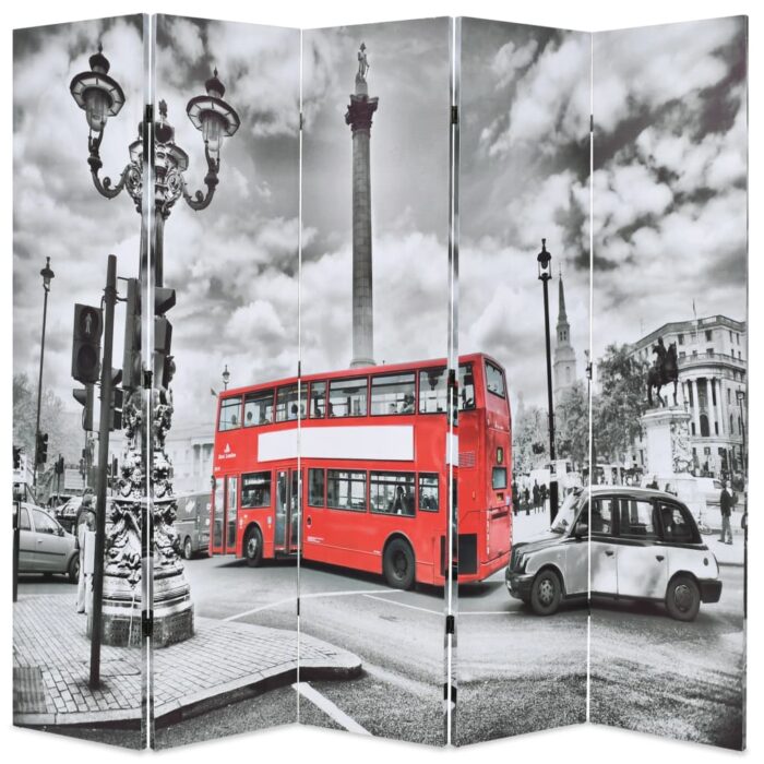 Cloison de séparation 200 x 170 cm Bus londonien Noir et blanc – Image 1