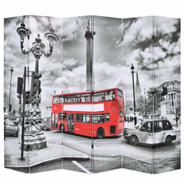 Cloison de séparation 228 x 170 cm Bus londonien Noir et blanc – Image 1