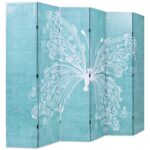 Cloison de séparation pliable 228 x 170 cm Papillon Bleu – Image 2