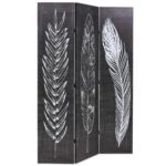 Cloison de séparation pliable 120 x 170 cm Plumes Noir et blanc – Image 2