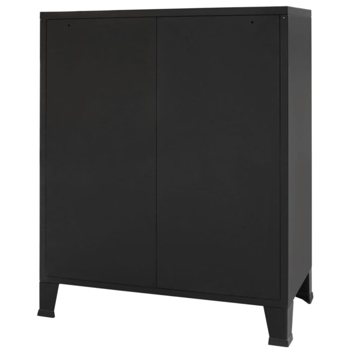 Commode à tiroirs Métal Style Industriel 78x40x93 cm Noir – Image 3