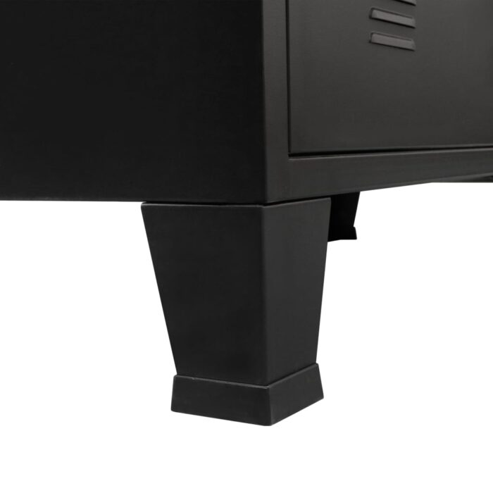 Commode à tiroirs Métal Style Industriel 78x40x93 cm Noir – Image 7