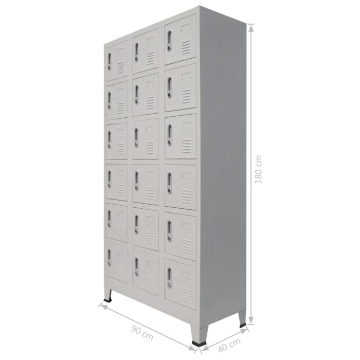 Armoire à casier avec 18 compartiments Métal 90x40x180 cm – Image 5