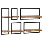 Set d'étagères murales 5 pcs Bois d'acacia massif et acier – Image 10