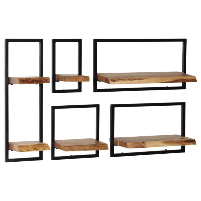 Set d'étagères murales 5 pcs Bois d'acacia massif et acier – Image 10