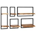 Set d'étagères murales 5 pcs Bois d'acacia massif et acier – Image 12