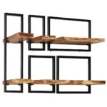 Set d'étagères murales 5 pcs Bois d'acacia massif et acier – Image 2