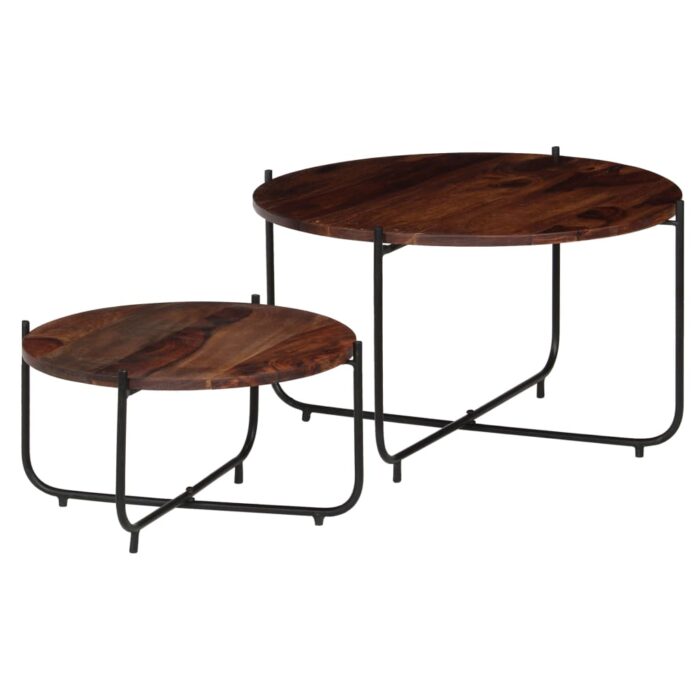 Ensemble de table basse 2 pcs Bois massif 60x35 cm – Image 1