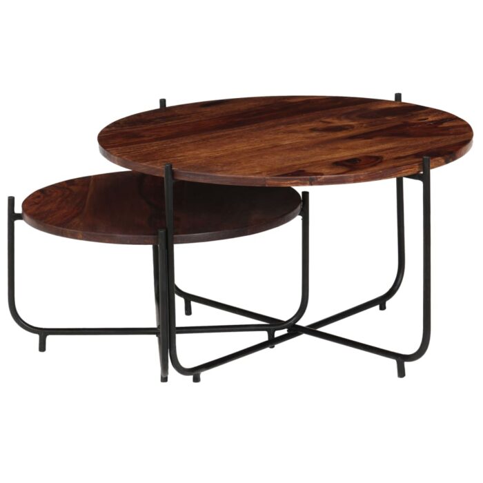 Ensemble de table basse 2 pcs Bois massif 60x35 cm – Image 2