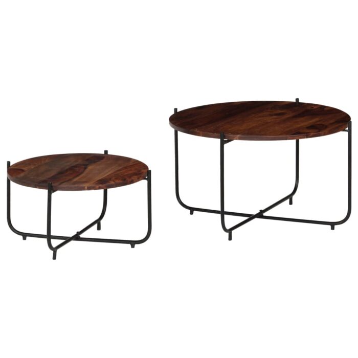 Ensemble de table basse 2 pcs Bois massif 60x35 cm – Image 8