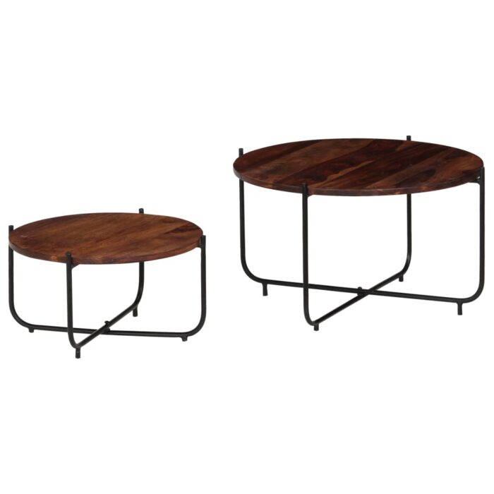 Ensemble de table basse 2 pcs Bois massif 60x35 cm – Image 9