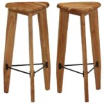Tabourets de bar lot de 2 bois d'acacia massif