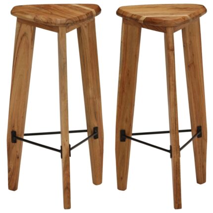 Tabourets de bar lot de 2 bois d'acacia massif