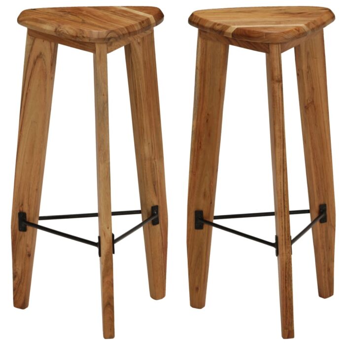 Tabourets de bar lot de 2 bois d'acacia massif – Image 1