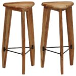 Tabourets de bar lot de 2 bois d'acacia massif – Image 7