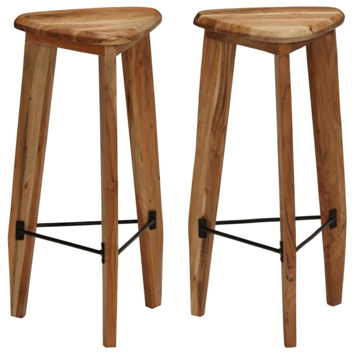 Tabourets de bar lot de 2 bois d'acacia massif – Image 7